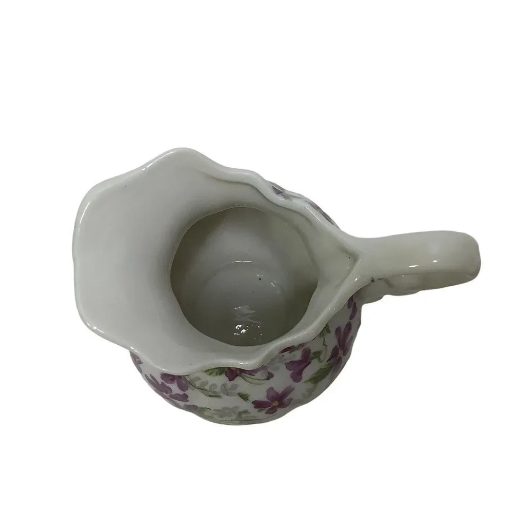 Vintage Inarco Chintz Purple Floral Violets Creamer Porcelain Japan E‎ 4982